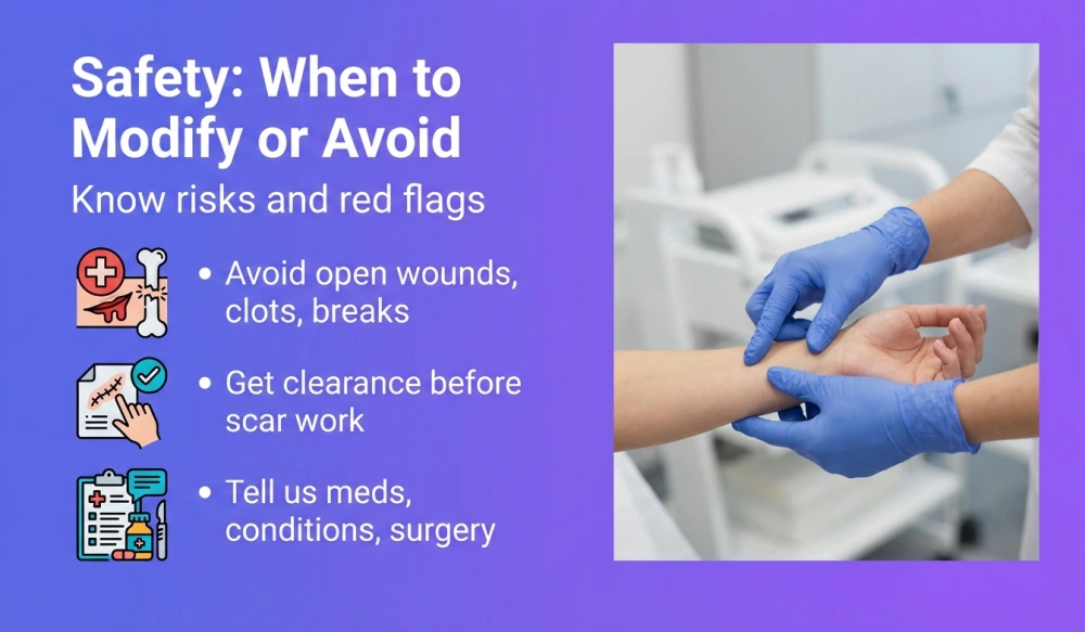 Safety: When to Modify or Avoid &mdash; Know risks and red flags Infographic