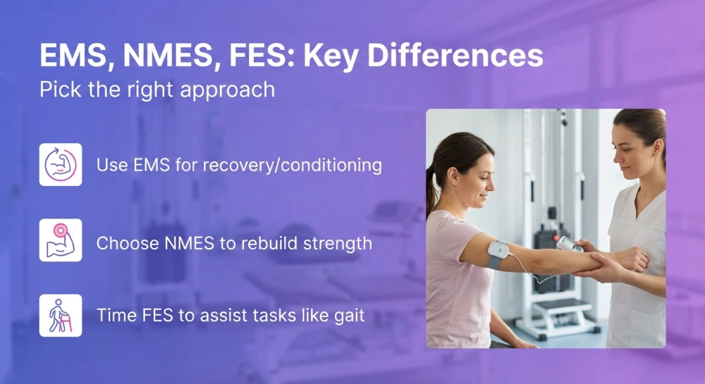 EMS, NMES, FES: Key Differences - Pick the right approach
