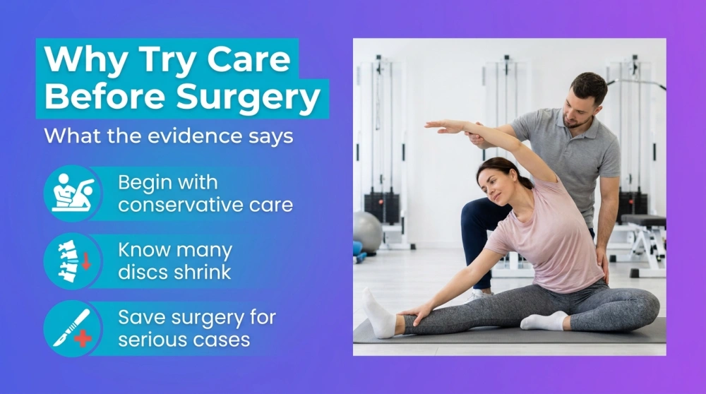 Why Try Care Before Surgery infographic - What the evidence says